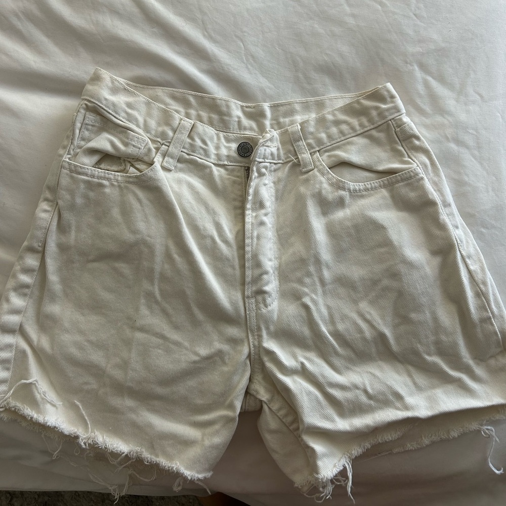 John Galt Cream Denim Shorts